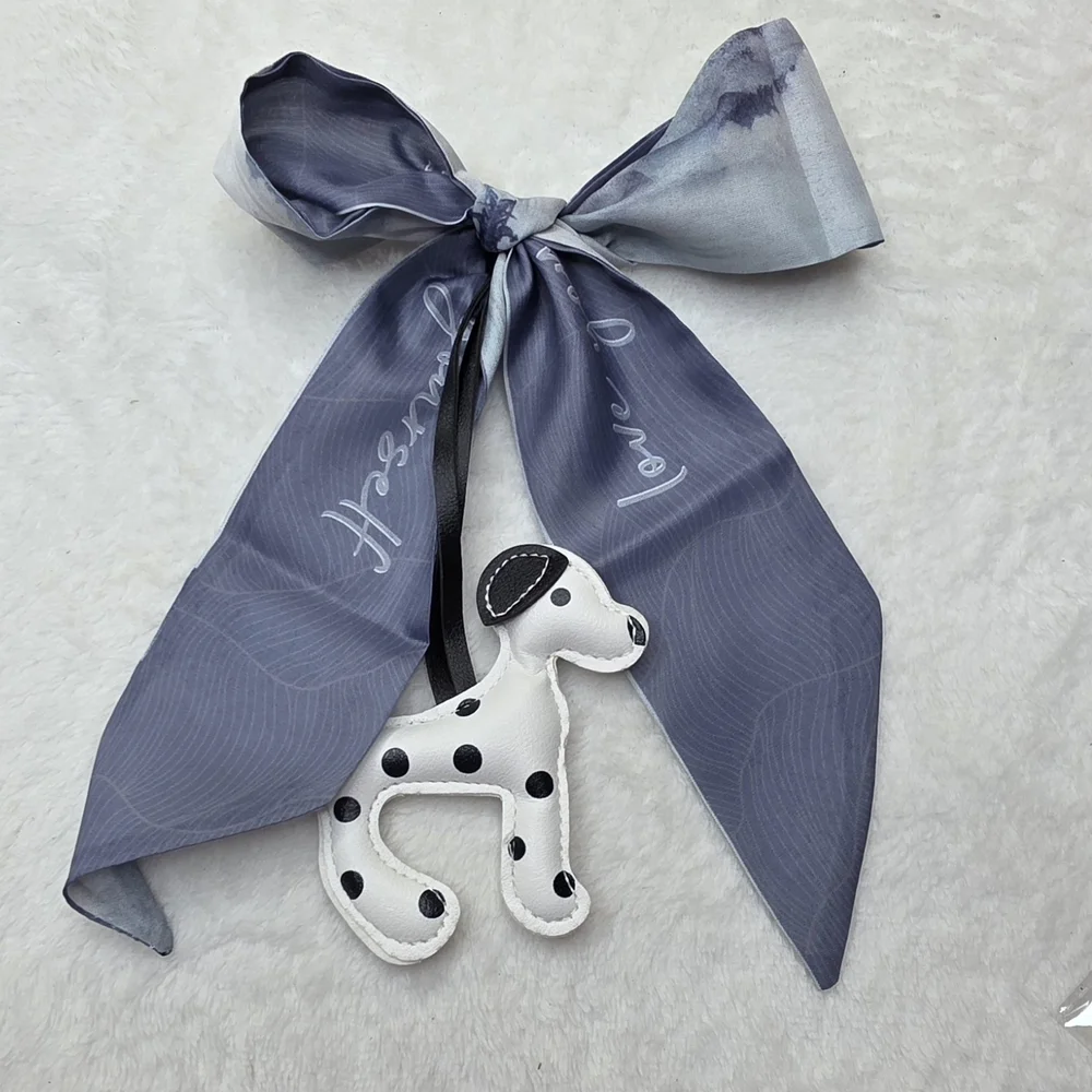 Dalmatian Bow Bag Purse Backpack Charm Keychain